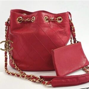 Chanel bicolore vintage lambskin chain shoulder bag. RARE